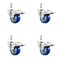 Service Caster 3 Inch 316SS Blue Polyurethane Wheel Swivel 3/8 Inch Stem Caster Set Lock Brake SS316TSTTL20S314-PPUB-BLUE-381615-4 - alternate 1